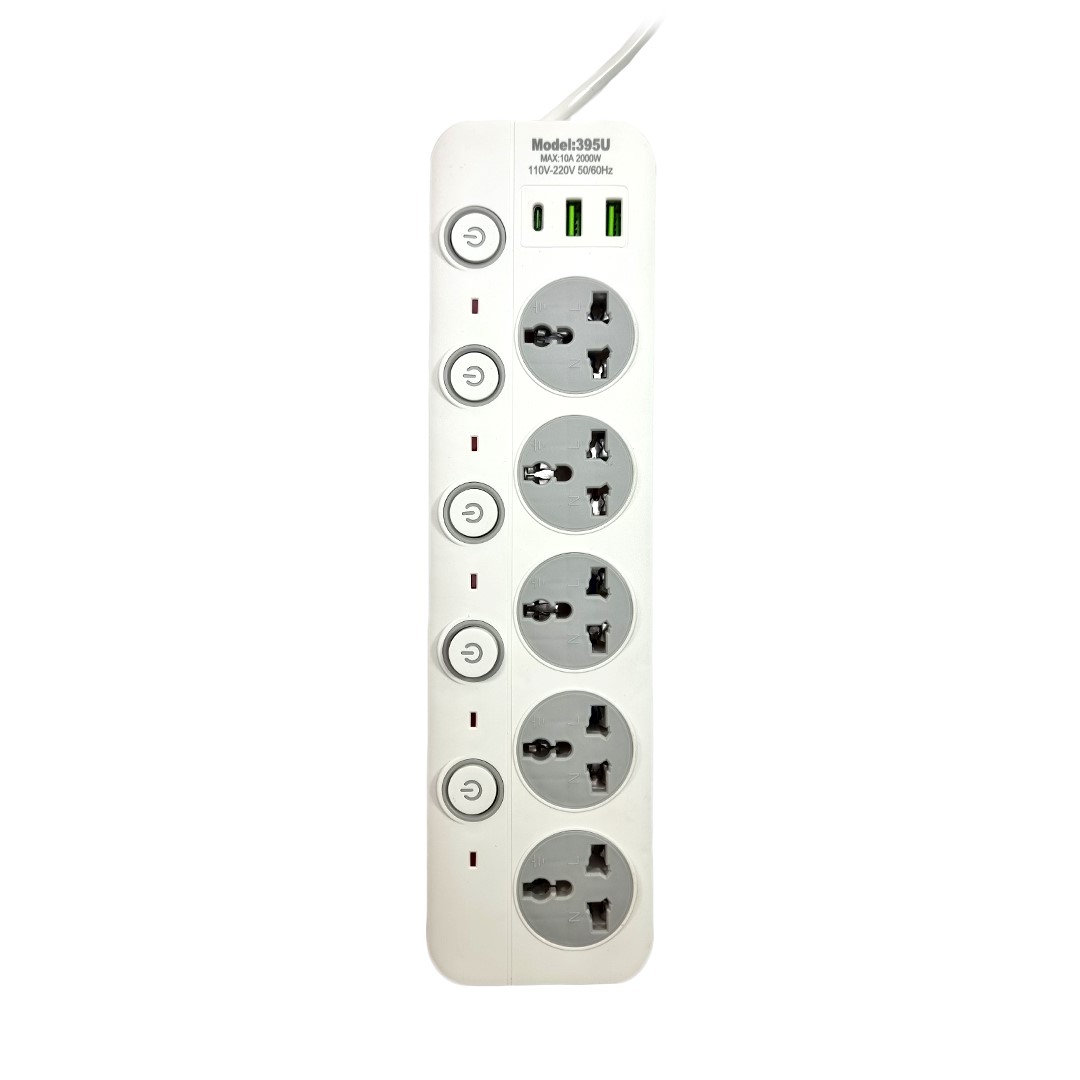 سه راهی برق 5 پورت هینز 395U USB+TYPE-C