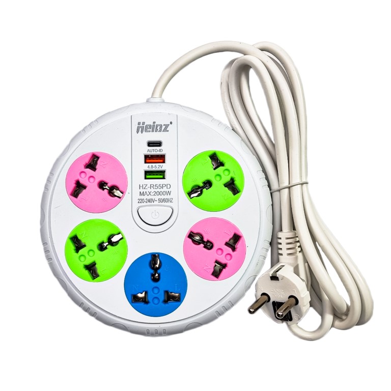  سه راهی برق 5 پورت هینز R55PD USB+TYPE-C